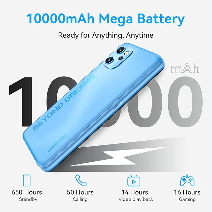 UMIDIGI Power 7 MAX Unlocked Cell Phone,6GB+128GB 10000mAh Battery,6.7" Full Screen + 48MP AI Triple Camera Android Smartphone,NFC,GPS,Face & Fingerprint,BLE 5.0, WiFi 2.4GHz/5GHz,Warranty,Blue - Image 5