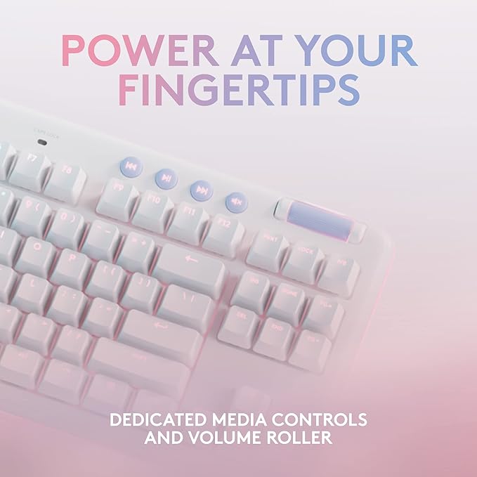 Logitech G713 Wired Gaming Keyboard with LIGHTSYNC RGB Lighting, Tactile Switches (GX Brown), and Keyboard Palm Rest, PC and Mac Compatible, White Mist - Image 6