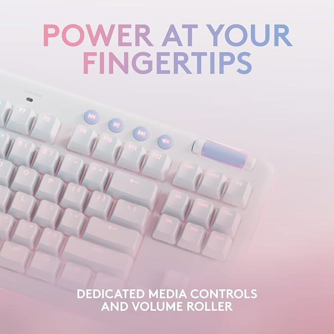 Logitech G713 Wired Mechanical Gaming Keyboard with LIGHTSYNC RGB Lighting, Clicky Switches (GX Blue), and Keyboard Palm Rest, PC/Mac Compatible - White Mist - Image 5