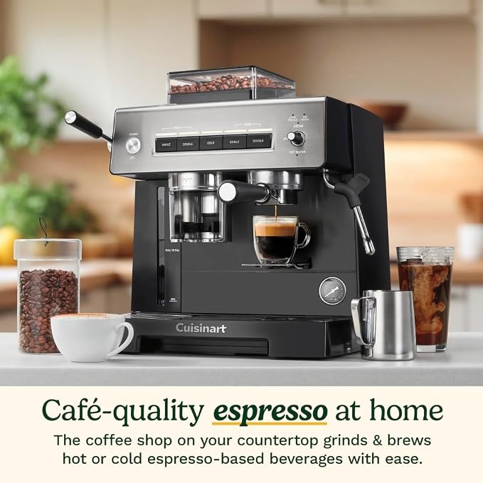 Cuisinart Espresso Bar Grind & Brew Espresso Machine, 16 Grind Settings from Fine to Coarse, Makes Hot or Cold Cafe-Quality Beverages at Home Including Cappuccino, Lattes and Cold Coffee, EM-640 - Image 3