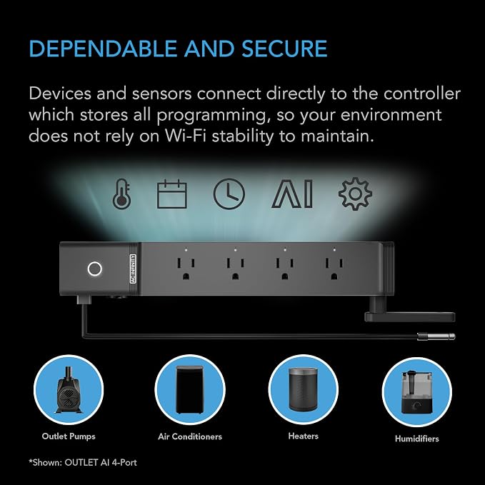 AC Infinity Outlet AI+, Environment Controller, Smart WiFi Power Strip, Dual-Zone Temperature Humidity, Individual Control 8 Plugs, AI Targeting, Thermostat Greenhouse Aquarium Terrarium Home, 1800W - Image 6
