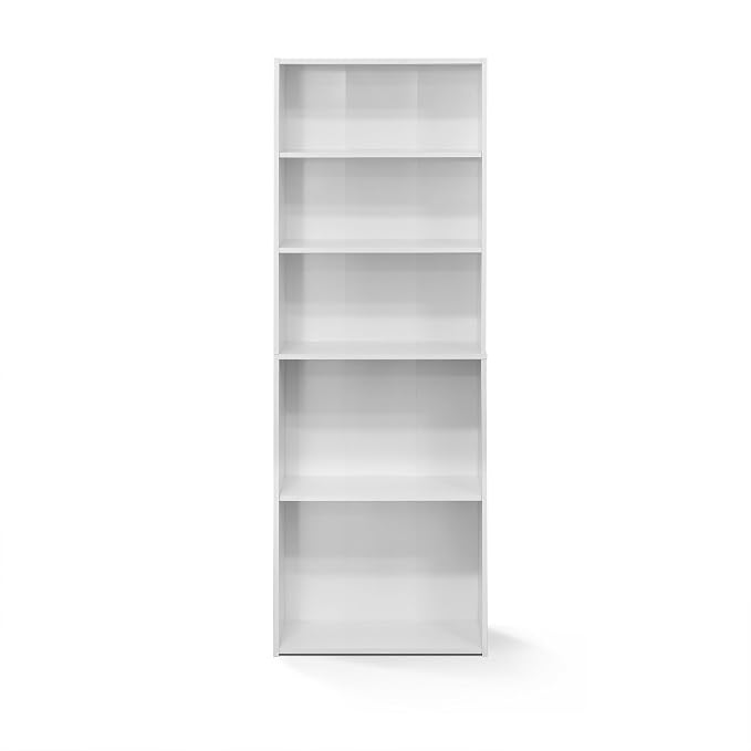 FURINNO Wright 5-Shelf Bookcase, Soft White - Image 9
