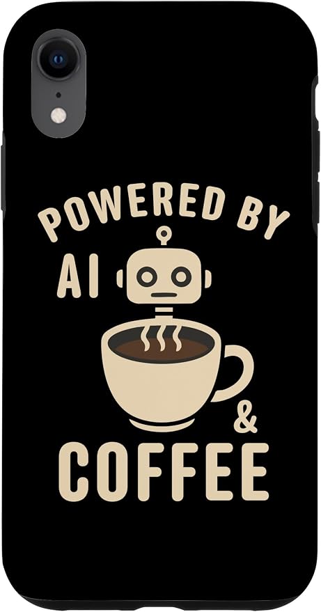 Powered by AI and Coffee Robot Case for iPhone XR by Unknown