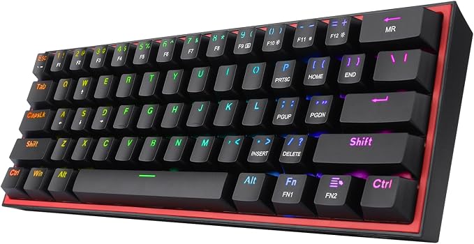 Redragon K617 Wired 60% Compact Hot-Swap RGB Gaming Mechanical Keyboard | 61 Keys Design for More Room to Aim, Swap-Ready Socket for Mod, Vibrant 20-Mode Lighting Hype Vibing, Pro Software Supported by REDRAGON