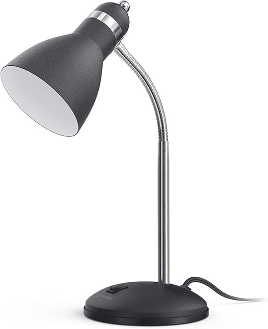 LEPOWER Metal Desk Lamp, Adjustable GooseNeck Reading Light for Bedroom | Compact & Sturdy, Space-Saving for Bedside & Dorm, E26 Table Lamp, Eye-Caring, Ideal for Study, Office, Back to School by LEPOWER