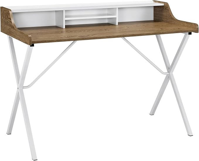 Modway Bin Contemporary Modern Writing Desk With Storage Cubbies in Walnut by Modway