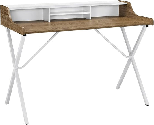 Modway Bin Contemporary Modern Writing Desk With Storage Cubbies in Walnut by Modway