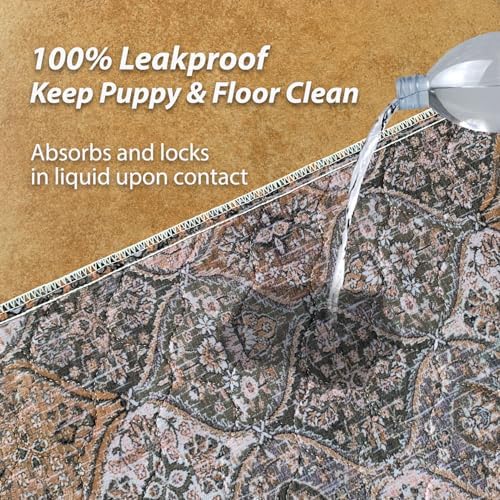 nunubaby 2PACK Washable Pee Pads for Dogs, Stylish, Non-Slip and Leak-Proof Pee Pads. Reusable Potty Pads for Dogs for Crates and Floors.(Brown/Multi,72" x72" ) - Image 3
