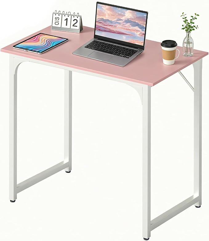 BestOffice Computer Desk,Home Office Desk, Modern Simple Style for Home Office Study Writing (Pink, 32 Inch) by BestOffice