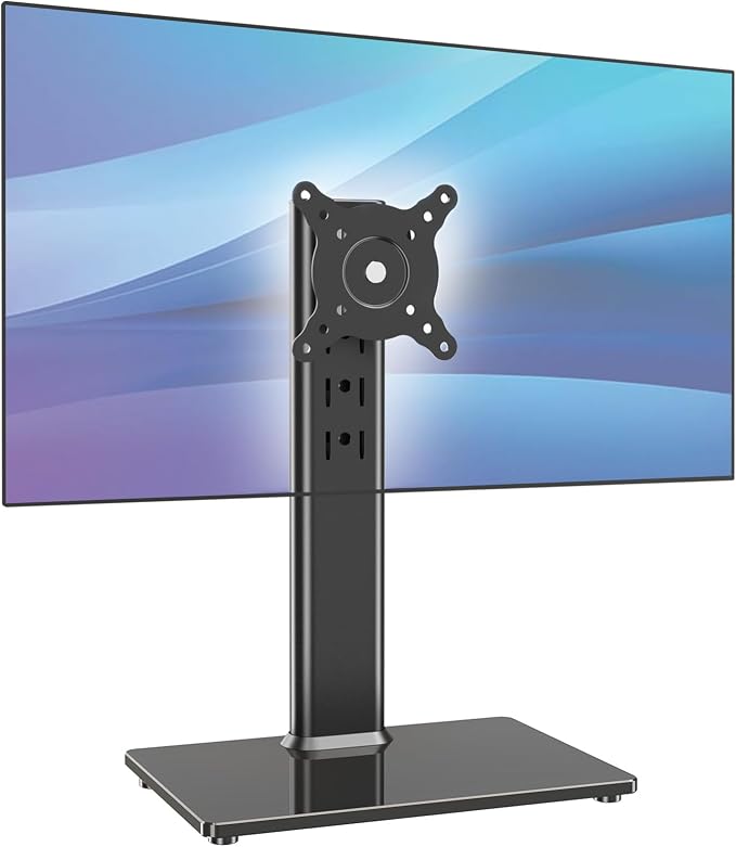 AX WABER Single Monitor Desk Stand Free-Standing Desk Mount Arm Riser for 13 inch to 32 inch Screen Freestanding VESA Mount Base, Adjustable Height, Tilt, Swivel, Rotation, Black AX05TB01 by 1