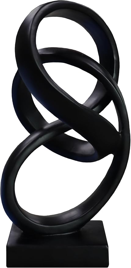 10" Modern Abstract Ribbon Decorative Sculpture, Knot Sculptures,Home Decor,Coffee Table Statues,Dining Living Room Desk Decor（Black） by LAIKEARTS