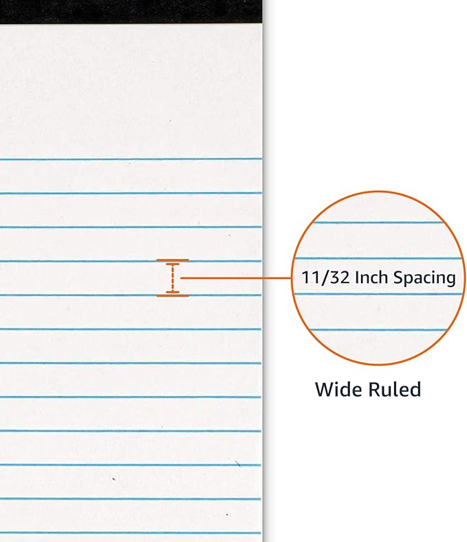 Amazon Basics Wide Ruled Lined Writing Note Pads for Office Supplies, 8.5" x 11.75", White, 12-Pack of 50 Perforated Sheets - Image 3