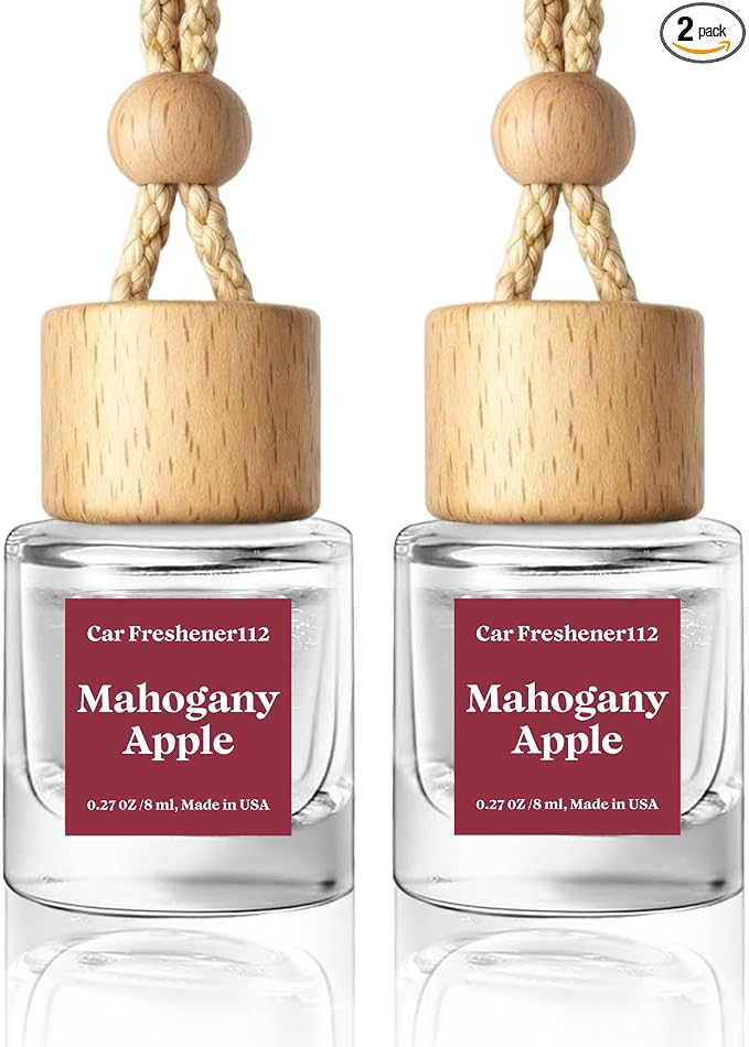 HoogaLife Car Air Freshener Diffuser 2 Pack Hanging Air Freshener Diffuser - Mahogany Apple Fragrance Oil Air D iffuser for Car, 45+ Days Long Lasting Fragrance Made in USA （MA112） by HoogaLife