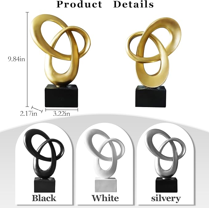 Dosker Abstract Sculpture Knot Decor Mobius Stripe Statue (Gold) | Modern Sculpture for Home Decor,Coffee Table Decor for Living Room,Office - Image 2