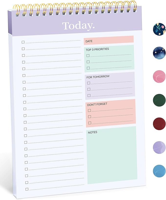 Taja To Do List Notepad, Undated Daily Planner for Work and Goal Setting | Violet Dream, 52 Sheets, 9.8" x 6.5" , for Office, Home and school, Daily Task Planning, Notes and Everyday Organization by Taja