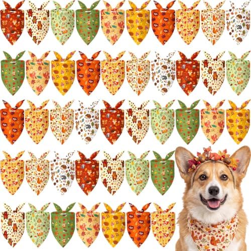 Weewooday 50 Pcs Fall Dog Bandanas Bulk for Autumn Soft Bibs Adjustable by Weewooday