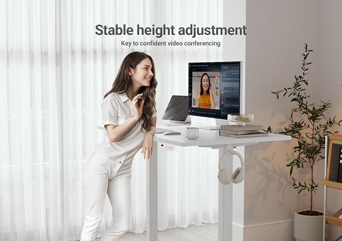 YDN 48 x 24 Inch Warm White Electric Standing Desk | Adjustable Height, Sit Stand, Cable Management, Ergonomic, Home Office - Image 8