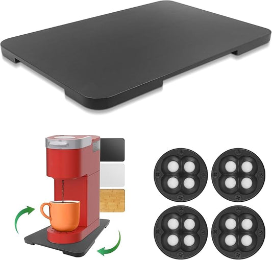 360° Rolling Tray Bamboo Appliance Slider for Kitchen Appliances | Sliding Tray for Coffee Maker Appliances Mat Easily from Under The Cabinet Black (13.9"×9.4") by GIASSVIO