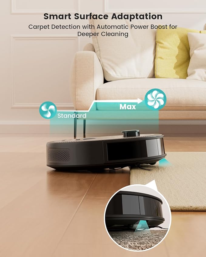 Lefant Robot Vacuum and Mop, 450ml Visible Dustbin, Upgraded 190° PSD Obstacle Avoidance, Customized Cleaning, Multi-Floor Mapping, 150 Mins Runtime, 2.4G/5G WiFi, Pet Hair & Carpets, M330 Pro - Image 4