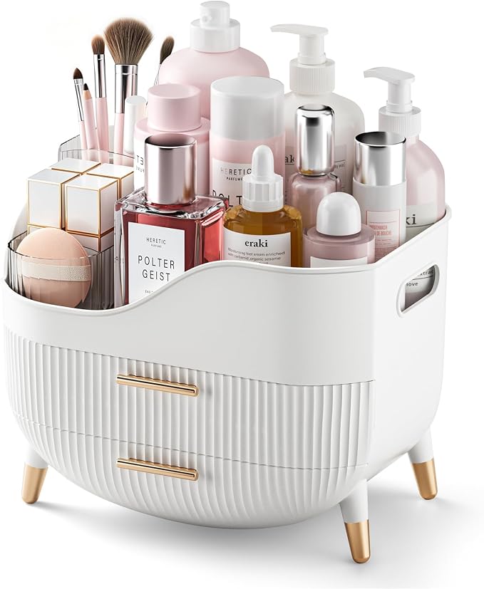 Pajiriona Makeup Organizer with Drawers,Skincare Organizer for Vanity,Storage Box with Handle,Large Cosmetic Display Case for Dresser, Bathroom Countertop by Pajiriona