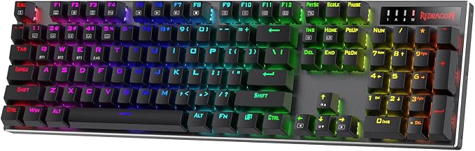 Redragon K556 PRO Wireless RGB Mechanical Gaming Keyboard, 104-Key Aluminum | 0 Delay Tri-Mode BT/2.4GHz/USB-C for More Devices, Rock-Solid Stability, AM-PM Using Durability, Quiet Linear Red Switch by REDRAGON