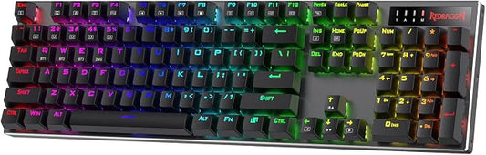 Redragon K556 PRO Wireless RGB Mechanical Gaming Keyboard, 104-Key Aluminum | 0 Delay Tri-Mode BT/2.4GHz/USB-C for More Devices, Rock-Solid Stability, AM-PM Using Durability, Quiet Linear Red Switch by REDRAGON