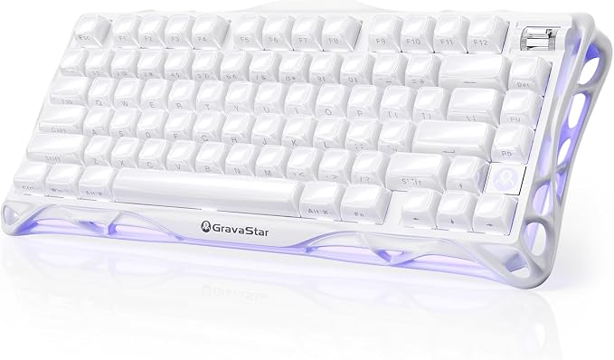 GravaStar Mercury K1 75% Wireless Mechanical Gaming Keyboard RGB Backlit | Gasket Mount, Hot Swappable Linear Switches, Creamy Sound Keyboard, 2.4GHz/USB-C/Bluetooth 5.0, for Win/Mac【Opaline White】 by GravaStar