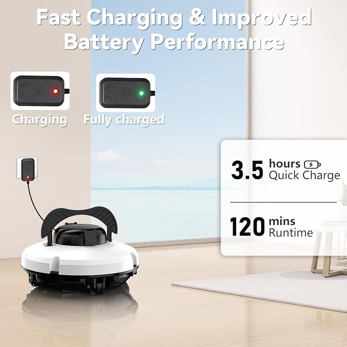 GMAPLAE Cordless Pool Vacuum for Above Ground Pool, Robotic Pool Cleaner with Dual Motors Strong Suction, 120 Mins Runtime, Auto-Parking, Pool Cleaner Robot for Inground Flat Pools Up to 1000 Sq.Ft - Image 6