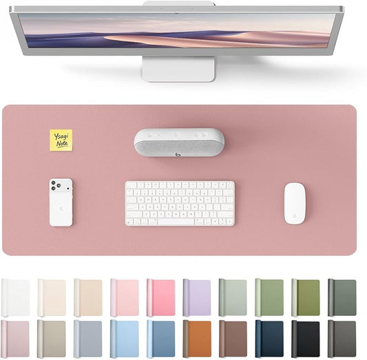 YSAGi Leather Desk Protector, Office Mat, Large Mouse Mat, Non-Slip PU Leather Blotter, Laptop Desk Pad, Waterproof Writing Pad for Office and Home (Pale Mauve, 23.6" x 13.8") by YSAGi