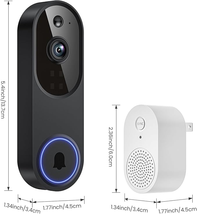 1080p Smart Wi-Fi Doorbell Camera with Doorbell Receiver, AI Motion Detection, Night Vision, Cloud Storage, 2 Way Audio, Battery Powered, 2.4GHz Wi-Fi Only - Image 9