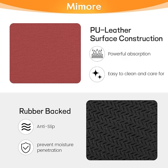 Mimore Red Coffee Bar Mat - 16x24 Inch Absorbent Mat Hides Stains - Fits Under Coffee Maker & Espresso Machine - Image 3