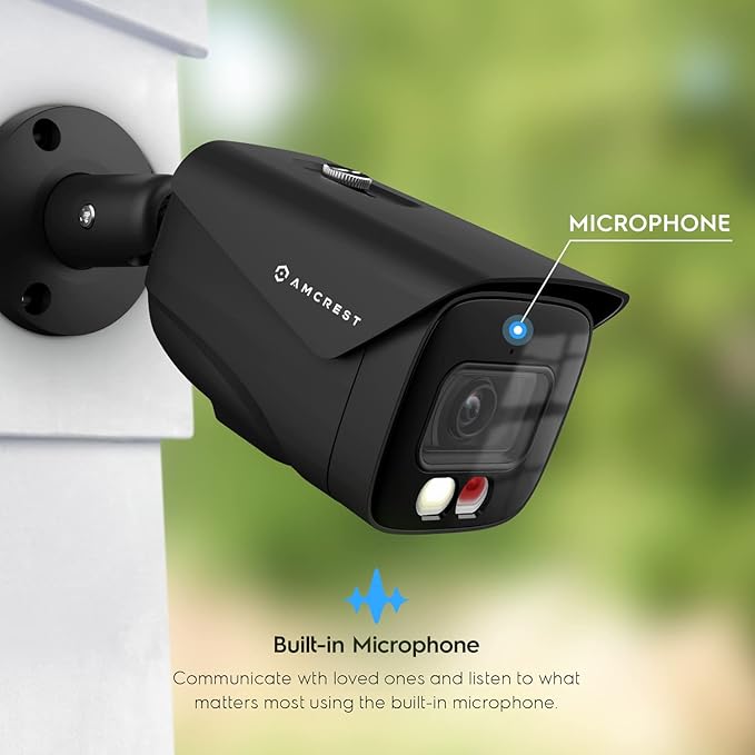Amcrest UltraHD 4K (8MP) IP PoE AI Camera, FOV 129°, 49ft Color Nightvision, Security Outdoor Bullet Camera, Human & Vehicle Detection, Active Deterrent, 4K @15fps, IP8M-2796EB-AI (Black) - Image 6