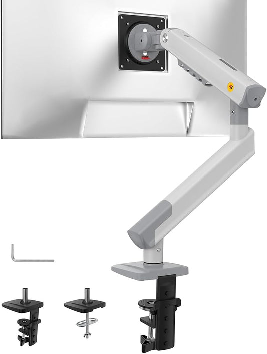 NB SmooVex™ Single Monitor Arm for Monitors 17'' to 32 inch, Mechanical Spring Mount Load up to 9 kg, VESA 75/100 mm Monitor-Mount A5 (White) by NBERGONOMIC