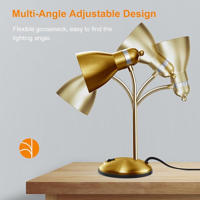 LEPOWER Metal Desk Lamp, Adjustable GooseNeck Reading Light for Bedroom | Compact & Sturdy, Space-Saving for Bedside & Dorm, E26 Table Lamp, Eye-Caring, Ldeal for Study, Office, Back to School - Image 5