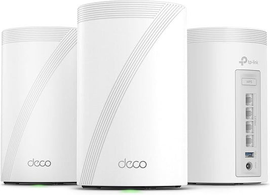 TP-Link Deco 7 Pro BE63 Tri-Band WiFi 7 BE10000 Whole Home Mesh System - 6-Stream 10 Gbps, 4x2.5G Ports Wired Backhaul, 4X Smart Internal Antennas, VPN, HomeShield, Free Expert Support (3-Pack) by TP-Link