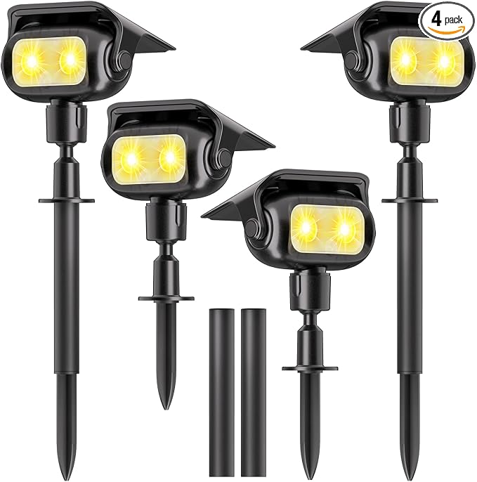Nreonrick Solar Spot Lights 360° Adjustable Solar Lights Outdoor IP65 Waterproof with 2-in-1 Solar Powered Spotlights for Landscape Lighting for Garden (Warm) by Nreonrick
