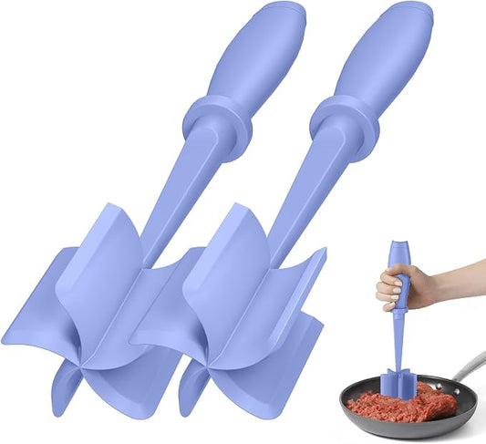 2Pack Meat Chopper Upgrade Hamburger Smasher, Masher for Ground Beef | Heat Resistant, Food-Grade Nylon, for Ground Turkey/Chicken and More, Non Stick Mix Grinder, Dishwasher Safe, Purple by PGYARD
