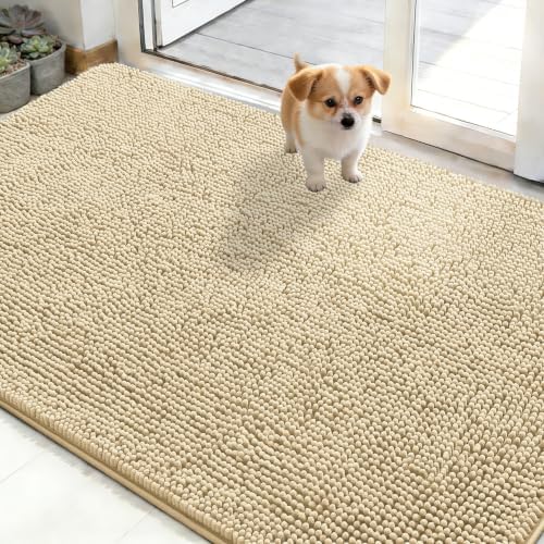 OLANLY Dog Door Mat for Muddy Paws 48x30, Super Absorbent Chenille Mud Mat by OLANLY