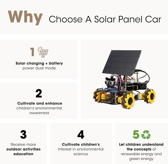 Robotics Kit for Kids Ages 8–12,ACEBOTT STEM Robot Car with Solar Powered,Compatible with Arduino & Scratch,STEM Toys for Boys Ages 8–12,App & Remote Control,Programmable ESP32, for Boys and Girls - Image 2