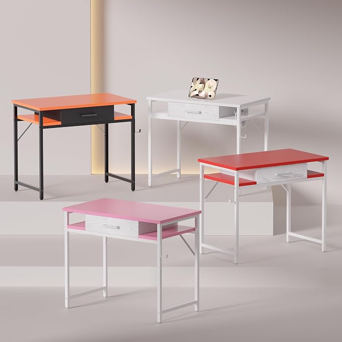 Pamray 32 Inch Small Computer Desk with Drawers for Bedroom Small Spaces | Compact, Sturdy, Easy Assembly, Mini, Suitable for Dorm and Apartment, Study and Writing - Image 4