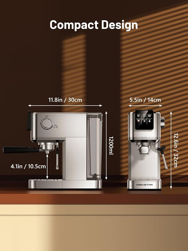 KEENSTAR 20Bar Espresso Machine, Hot & Iced Expresso Coffee Machines | Stainless Steel, Rapid Cold Brew, Touch Screen, Milk Frother Steam Wand, for Latte and Cappuccino - Image 7