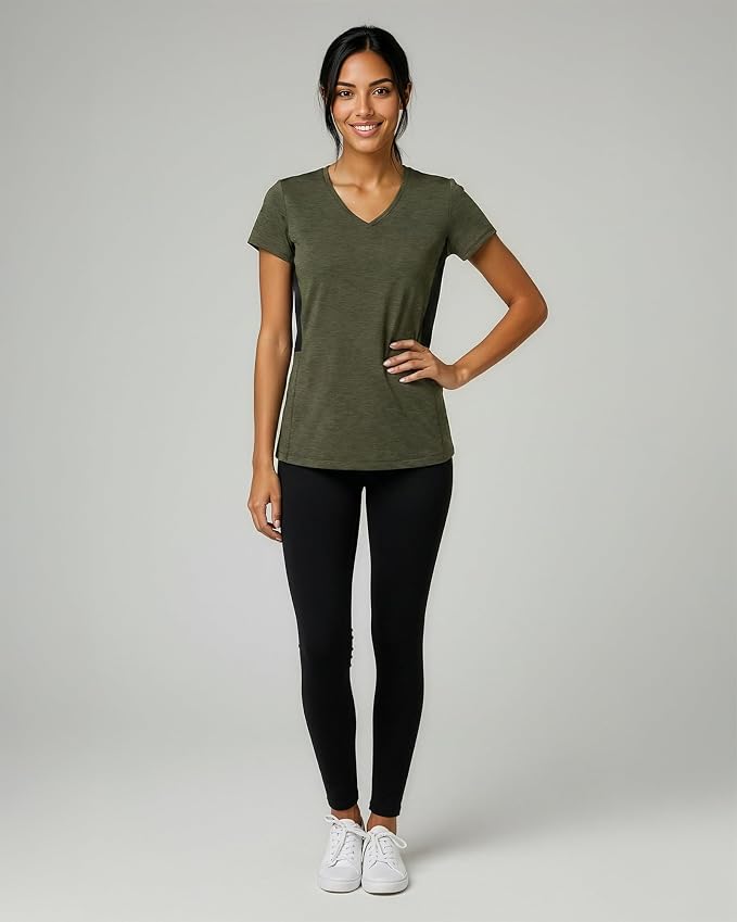 5 Pack Women's Dry Fit V Neck Workout Tops T Shirts Athletic Gym Yoga Tees | Available In Plus Size, Cooling Moisture-Wicking, Short Sleeve, Quick-Dry, Fitness, Stretch, Exercise, Running, Hiking - Image 7