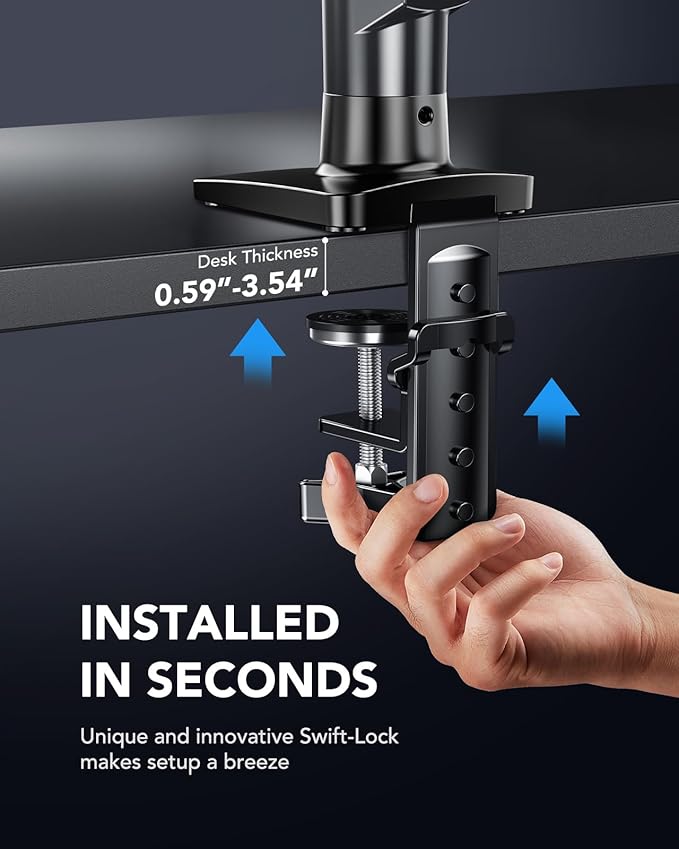 HUANUO FlowLift™ Single Monitor Mount, 13 to 32 Inch Monitor Arm, Adjustable Monitor Stand, Vesa Mount with Clamp and Grommet Base - Fits 4.4 to 19.8lbs LCD Computer Monitors - Image 8