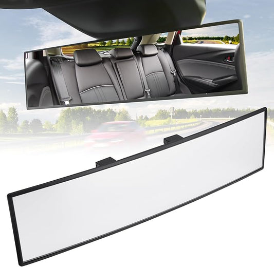JOYTUTUS Panoramic Rear View Mirror, 12 Inch Wide Angle Clip On Mirror, Universal Car Interior Accessories, Convex Interior Mirror Reduces Blind Spot, Clear Vision Fits Car SUV Trucks by JoyTutus