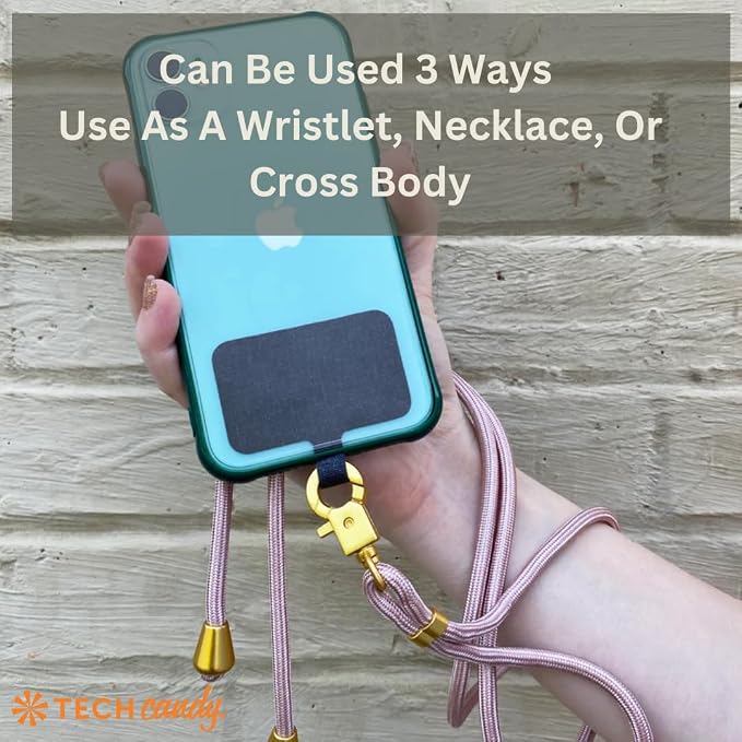 Tech Candy The Hookup Universal Lanyard Mobile Cell Phone Strap, Rose Gold - Quality, Wrist, Neck, Crossbody, Adjustable - Image 4
