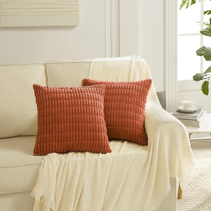 Fancy Homi 4 Packs Decorative Throw Pillow Covers for Living Room Couch Bed, Modern Farmhouse Boho Home Décor Accent Cushion Case, 16" x 16", Burnt Orange - Image 6