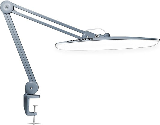 Neatfi XL 2200 Lumens 24W LED Desk Lamp – Shadow-Free Task Lighting | 4-Level Dimming | Home Office & Crafts Use | 20-Inch Wide Head (Gray, Non-CCT with Clamp) by Neatfi