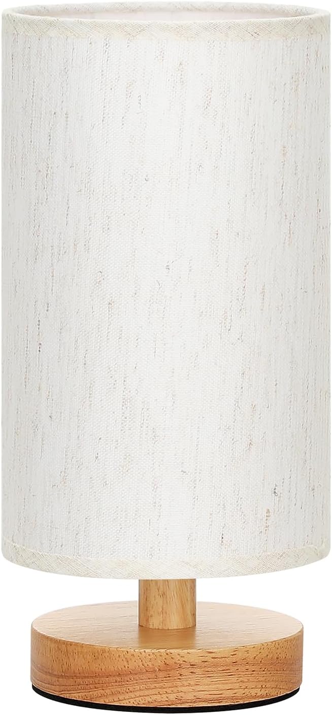 Fenmzee 9" Small Table Lamp for Bedroom - Inline Control with 3000K Blub | Cream Shade and Wood Base | 680 Lumens | Easy Assembly | Minimalist Design | E26 | for Kitchen | for Kids Room - Image 9