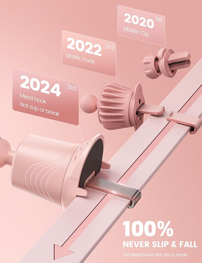 Lamicall 2026 Wider Clamp & Metal Hook Car Phone Holder Vent [Thick Cases Friendly] Phone Holders for Your Car Mount Automobile Hands Free Cradle Air Vent for iPhone 17 16 15 14 13 Pro Max Pink - Image 6