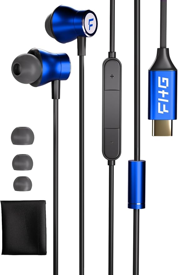 FHG USB C Headphones for Samsung Galaxy S24 S23 S22, AI Noise Canceling Type C Earbuds with Mic for Call, Hi-Res Audio USB C Earphones with DAC 384KHz/32bit, Comfortable Fit for iPhone 15 iPhone 16 by FHG